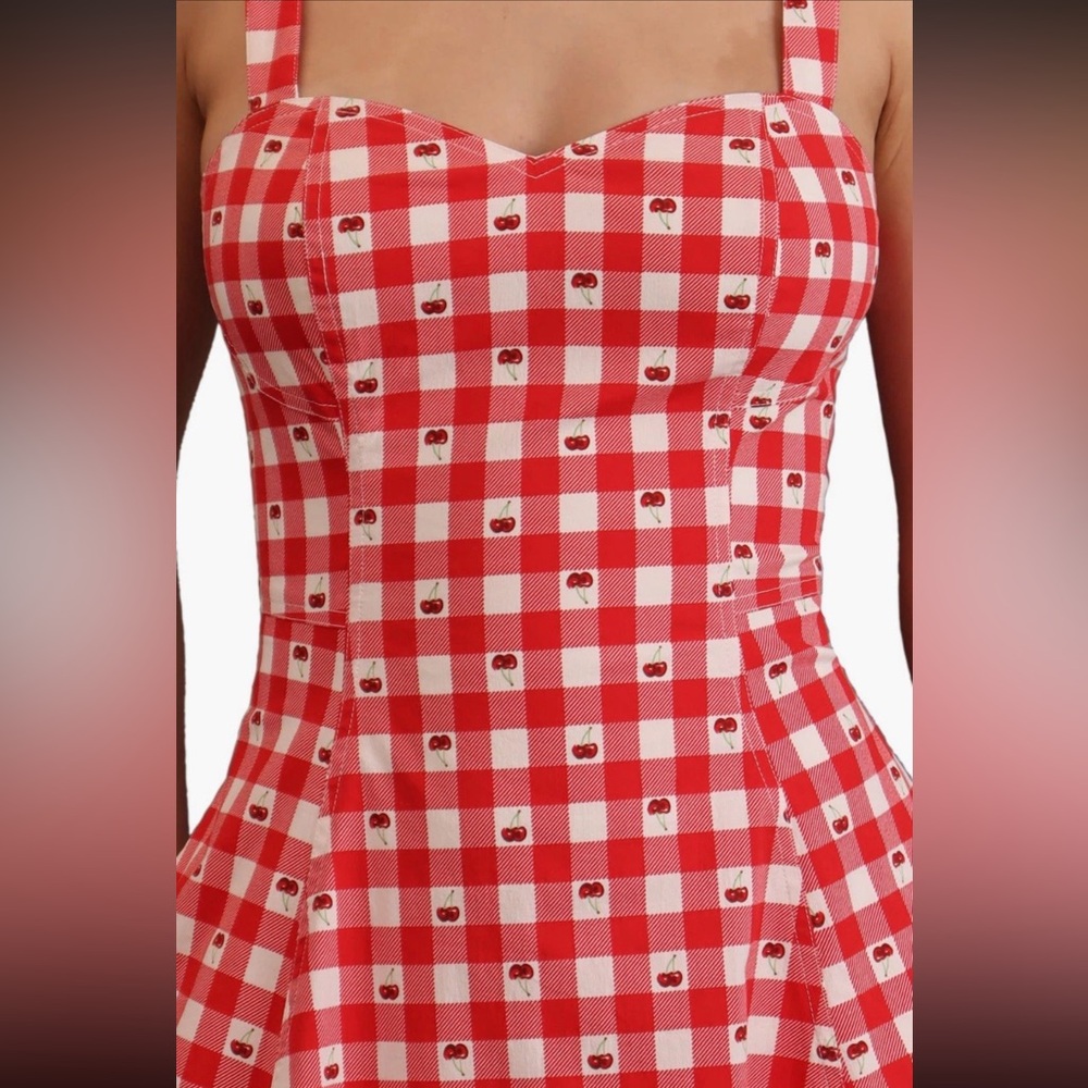 Avec Les Filles Fit And Flare Midi Cherry Dress